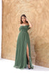 Vestido Franzido Ombro a Ombro VESTIDO DE FESTA PETRA FINA VERDE OLIVA P